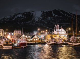 Iceland fishing village at night