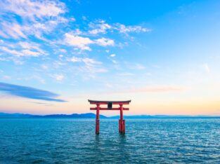 Japan, temple by the sea