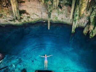 Swimming in a cenote, Yucatan, Mexico